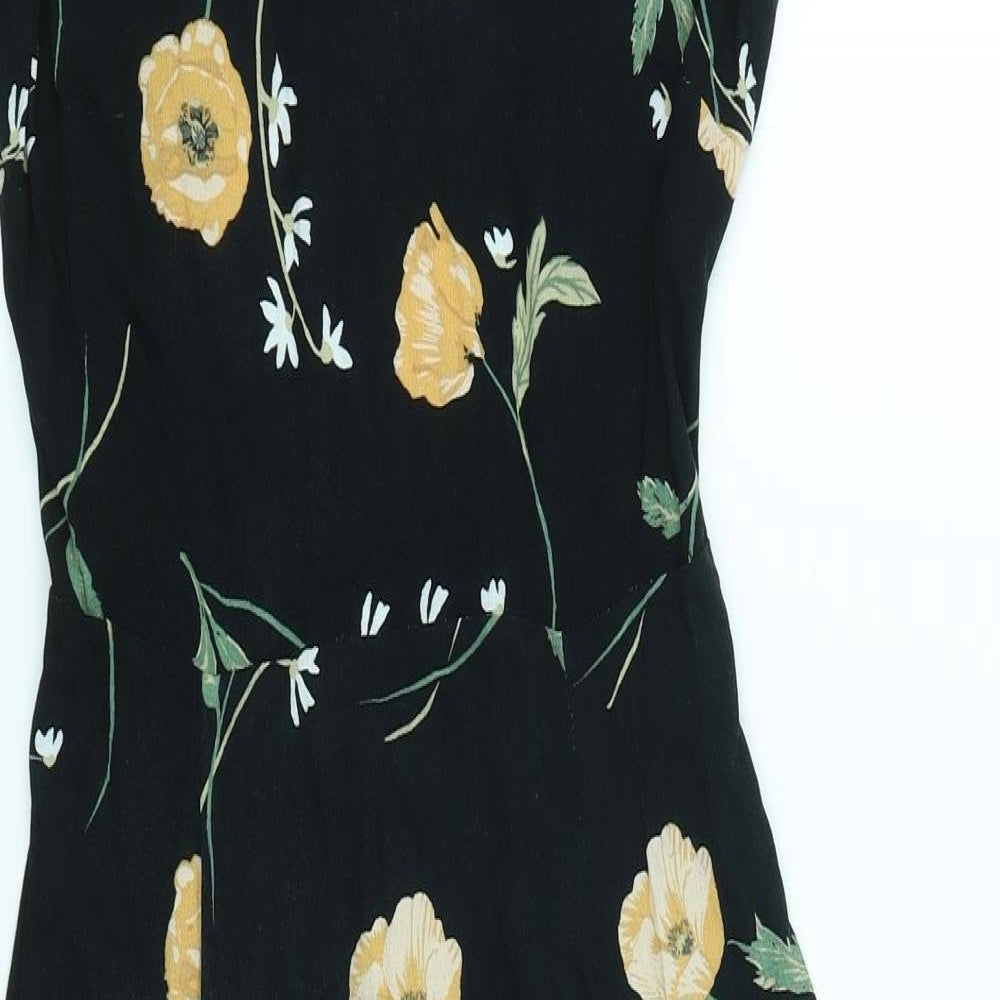 Preworn Womens Black Floral  Slip Dress  Size S