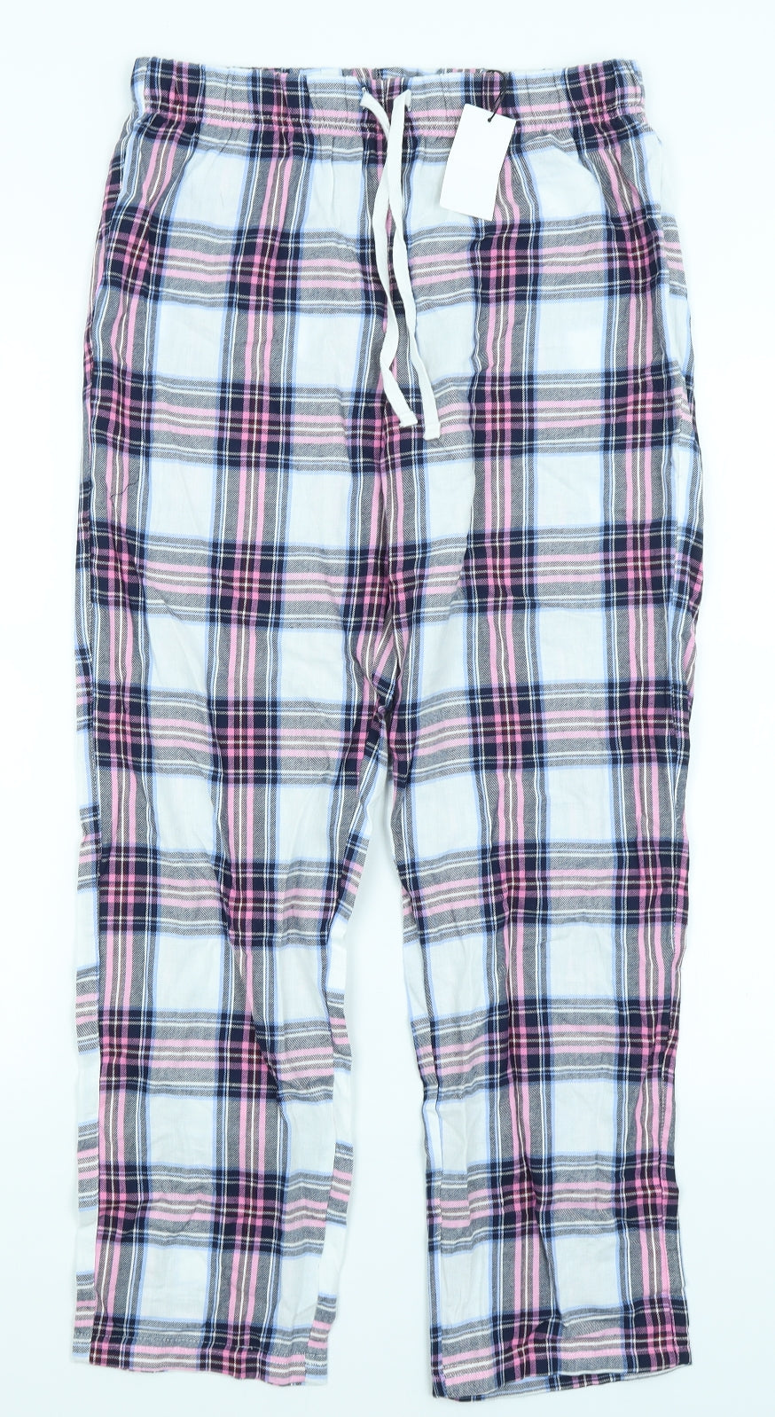 Skinny Fit Women Womens White Plaid  Capri Pyjama Pants Size S