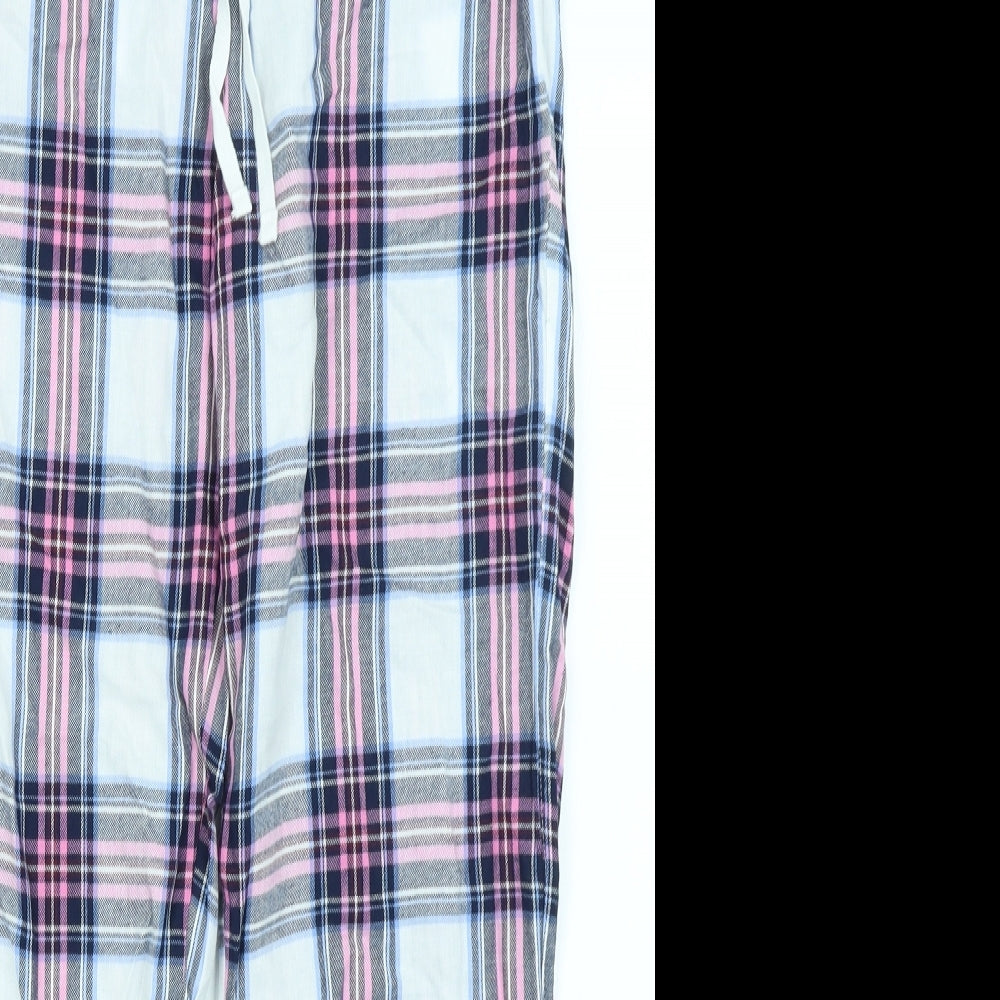 Skinny Fit Women Womens White Plaid  Capri Pyjama Pants Size S