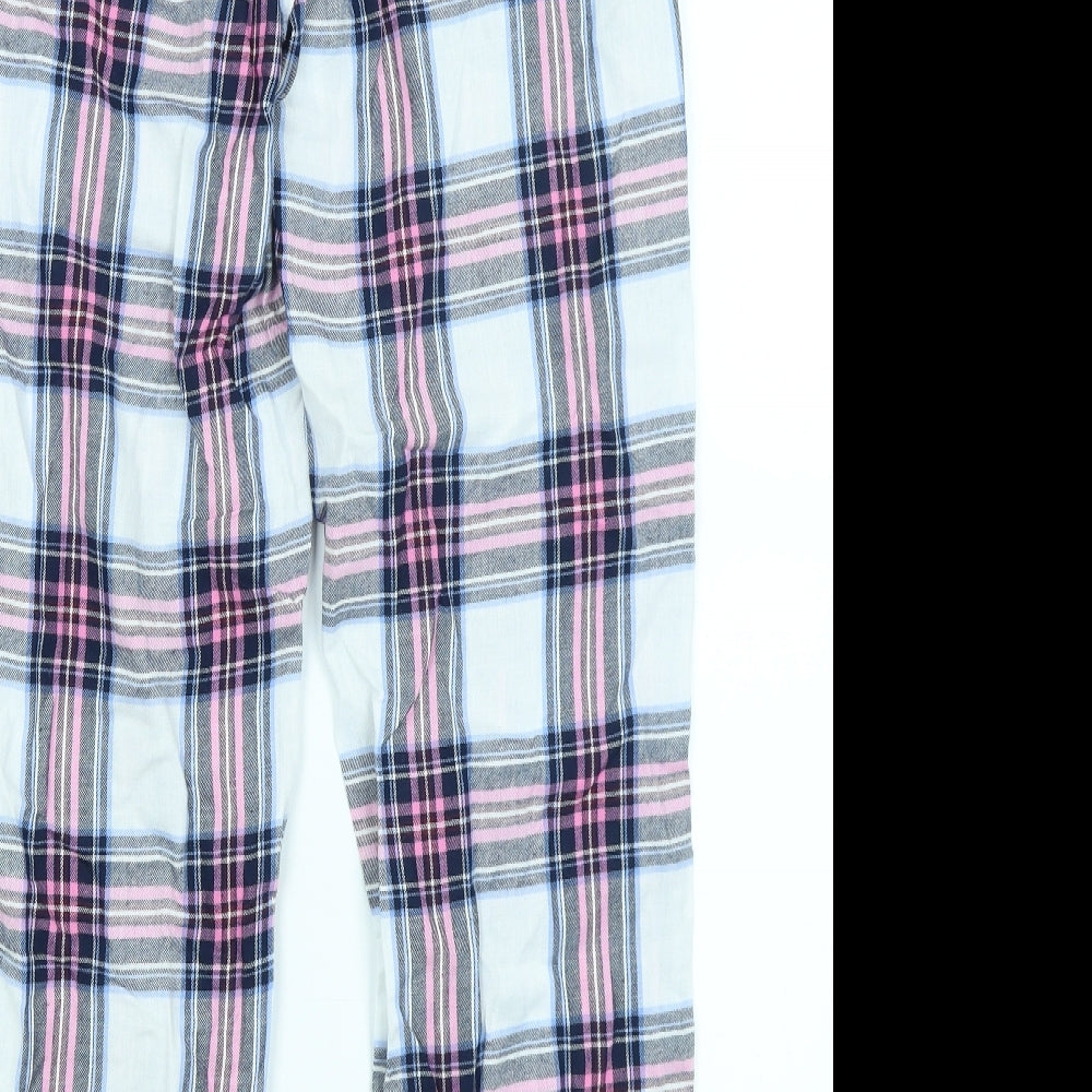 Skinny Fit Women Womens White Plaid  Capri Pyjama Pants Size S