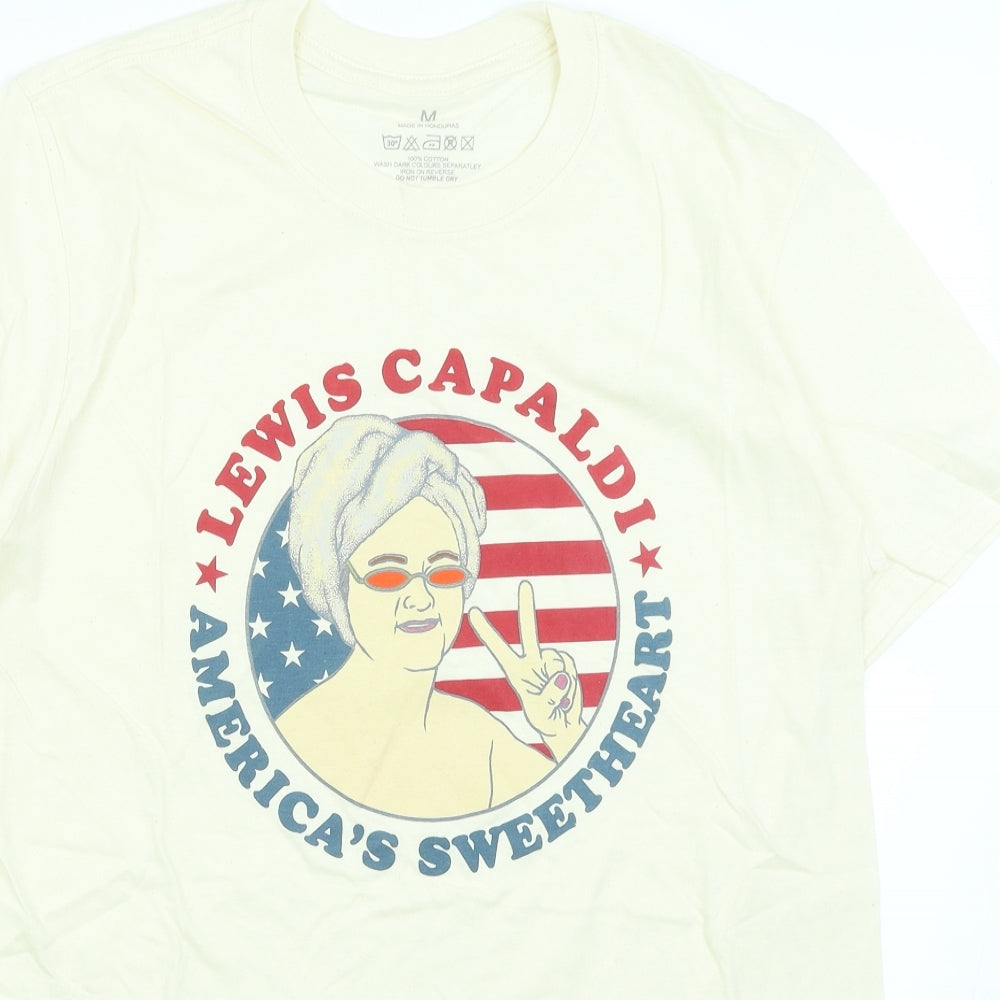 Preworn Mens Ivory    T-Shirt Size M  - Lewis Capaldi