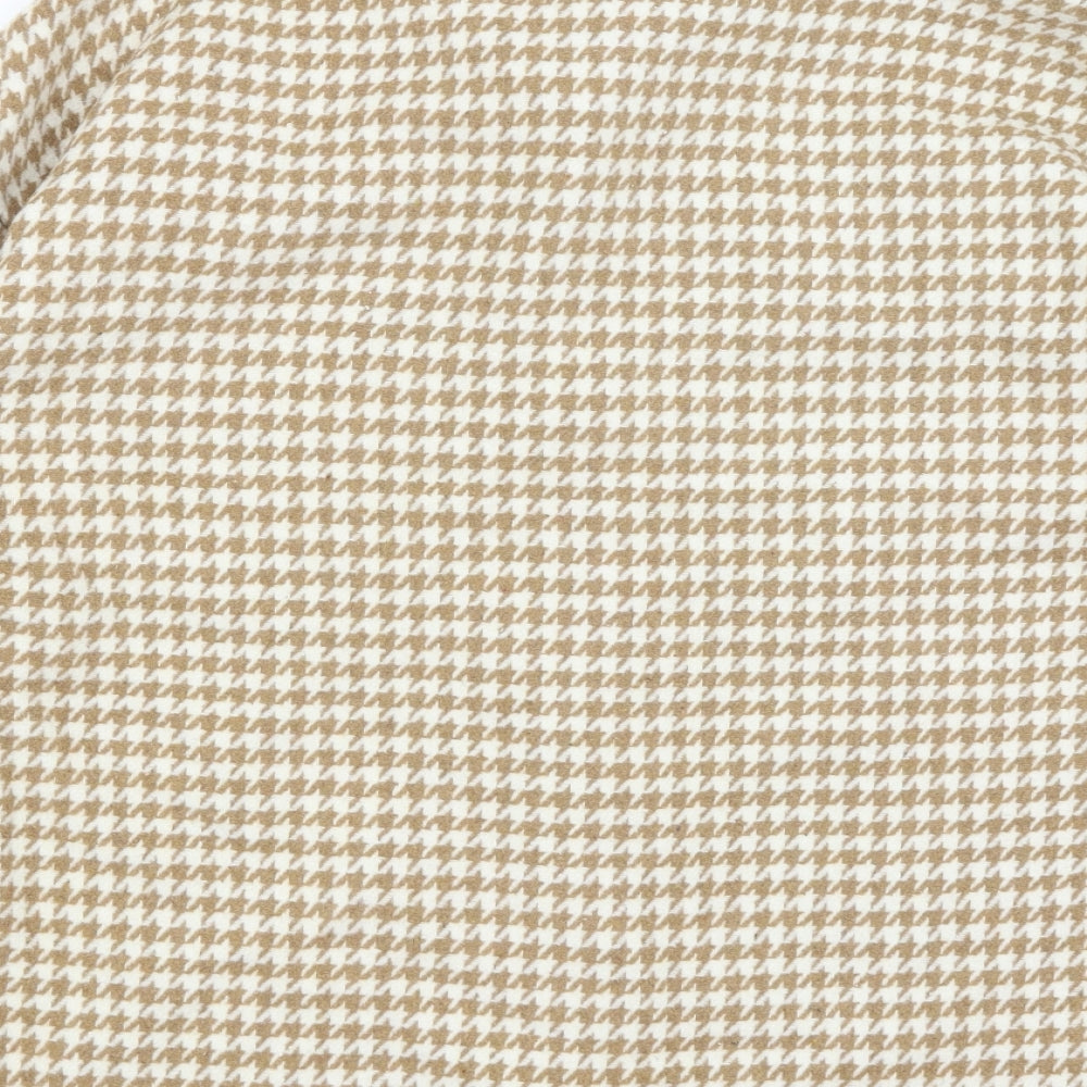 New Collection Womens Brown Houndstooth  Basic Button-Up Size L