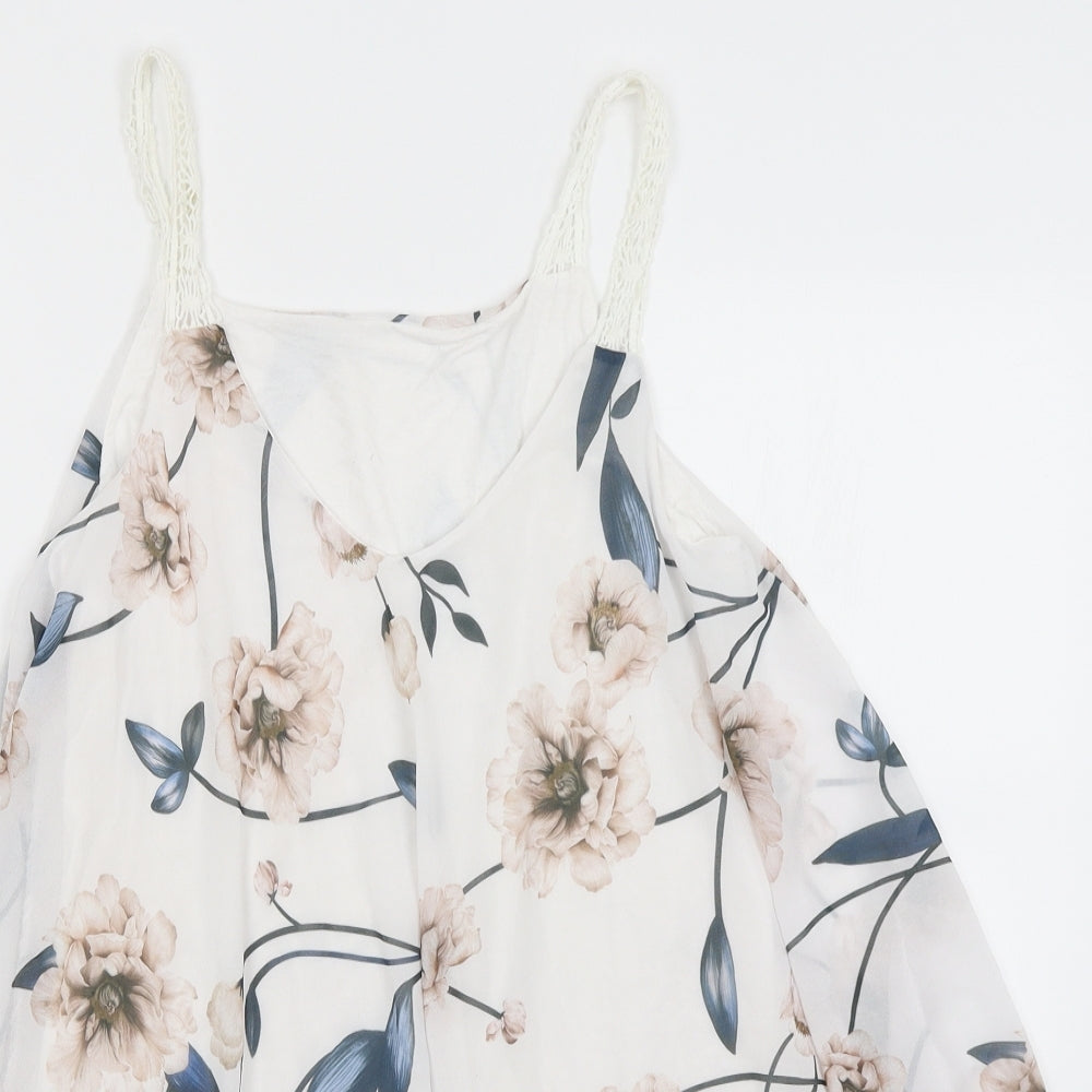 Preworn Womens White Floral  Basic Blouse Size S