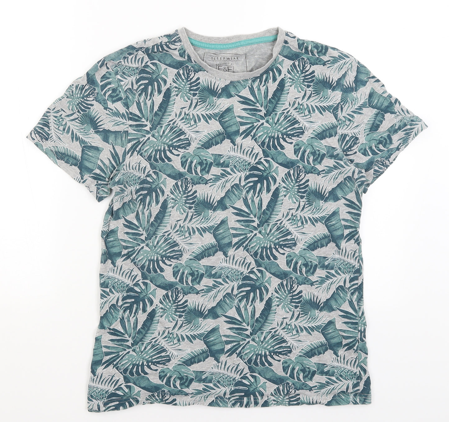 F&F Mens Grey Floral   T-Shirt Size S