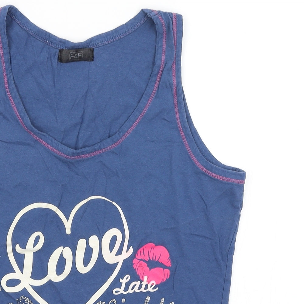 F&F Womens Blue   Basic Tank Size 8  - Love Late Nights