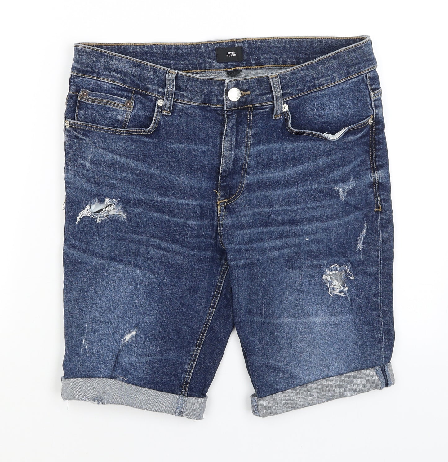 River Island Mens Blue   Bermuda Shorts Size 32 in