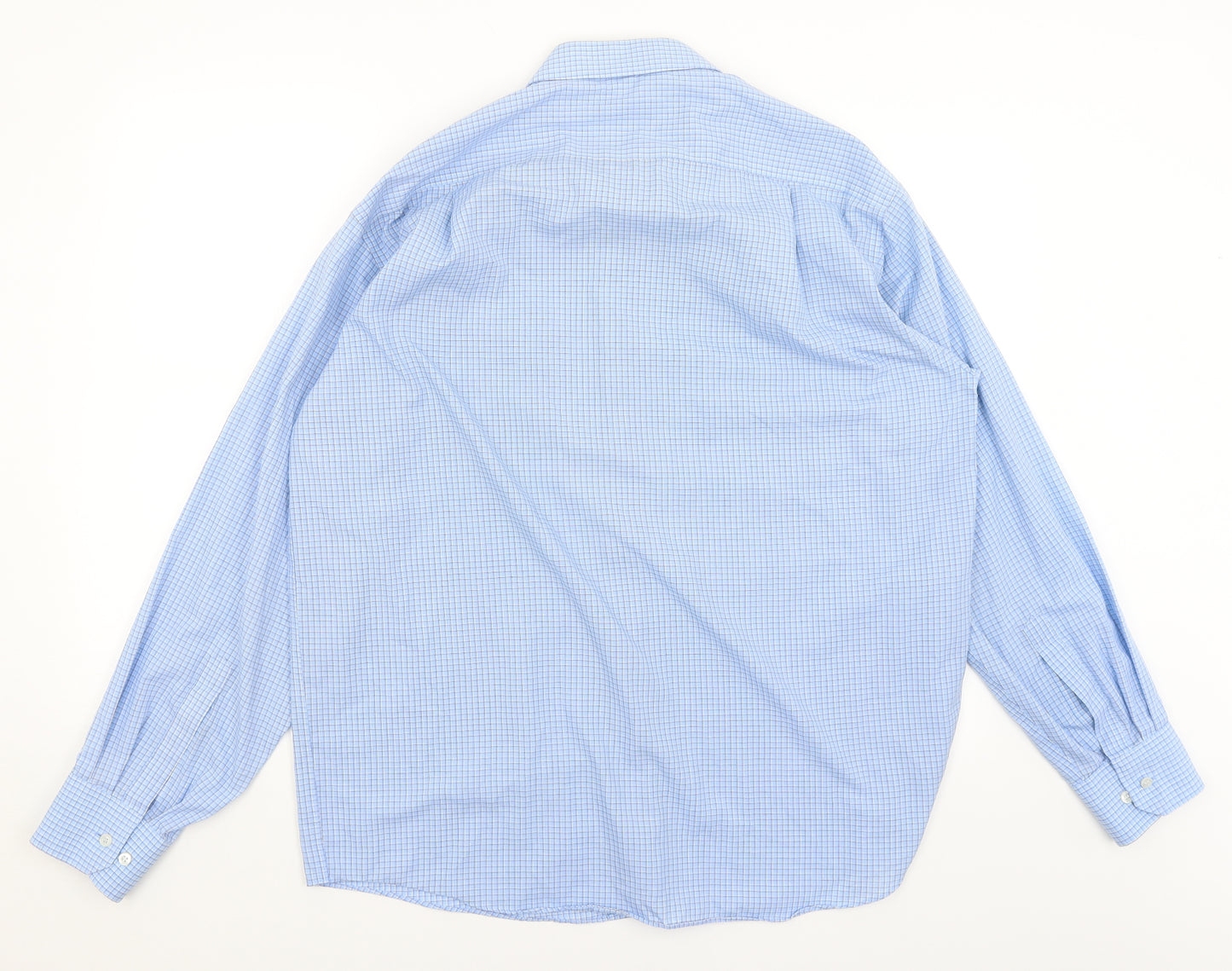 M&S Mens Blue Check   Dress Shirt Size 16.5