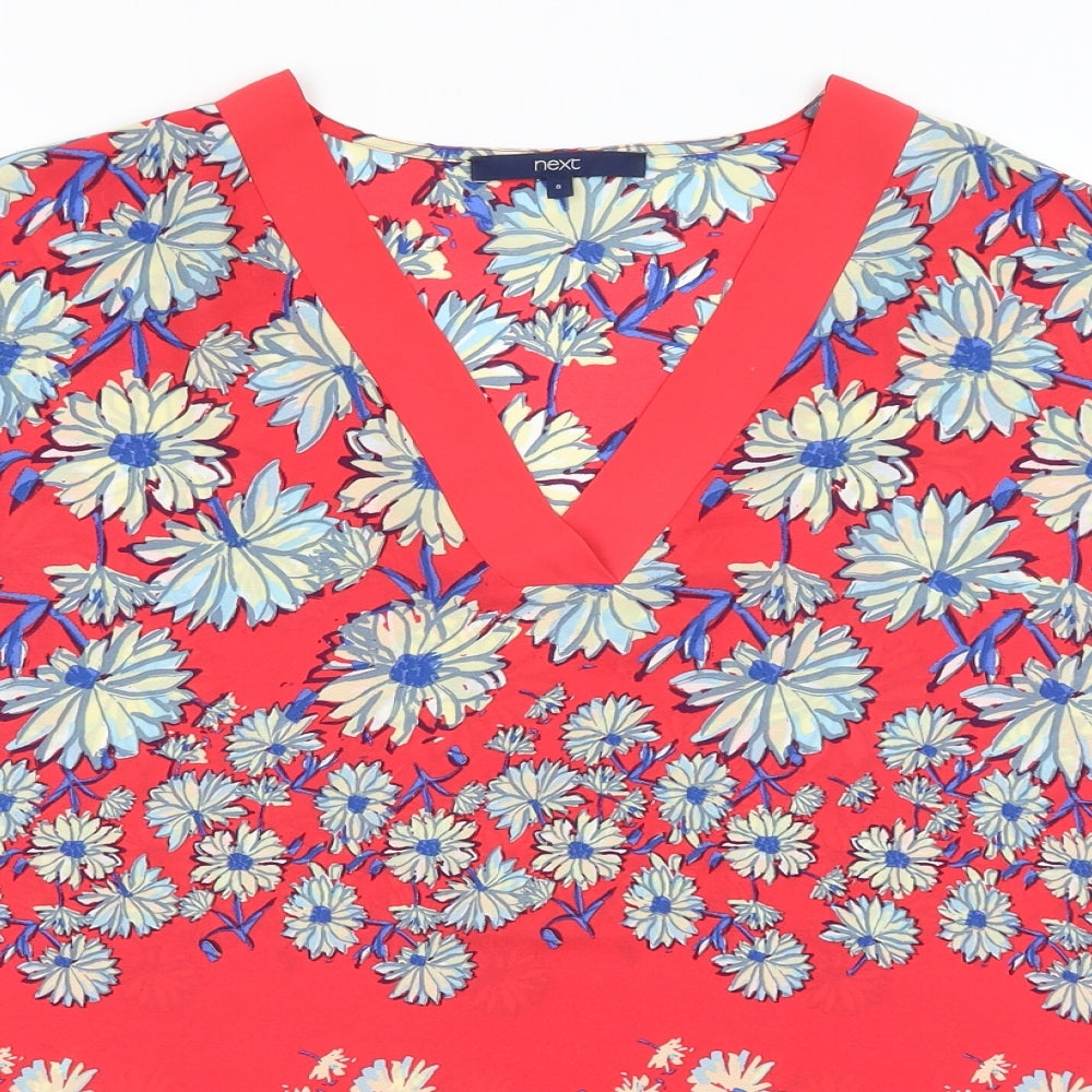 NEXT Womens Red Floral  Basic T-Shirt Size 8
