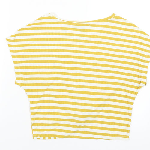 Primark Womens Yellow Striped  Cropped T-Shirt Size S