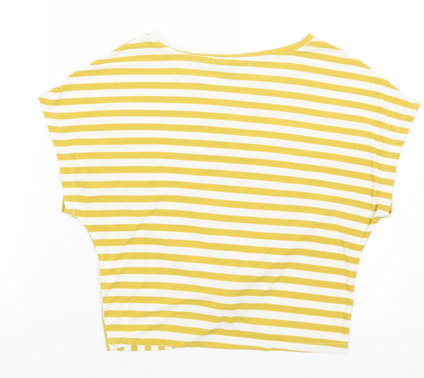 Primark Womens Yellow Striped  Cropped T-Shirt Size S