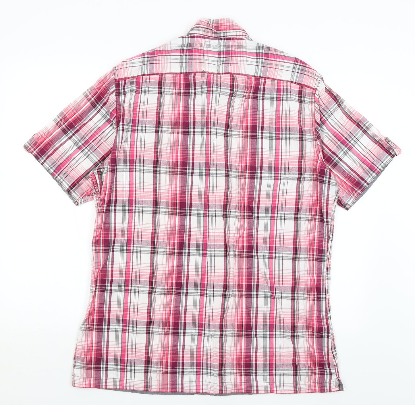 North Coast Mens Pink Plaid   Button-Up Size L