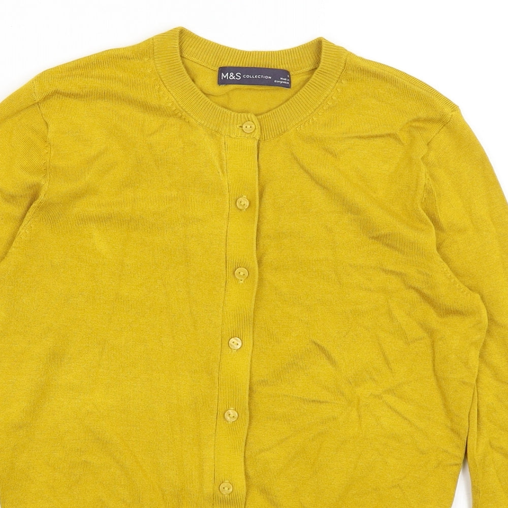 M&S Womens Yellow   Cardigan Jumper Size 8