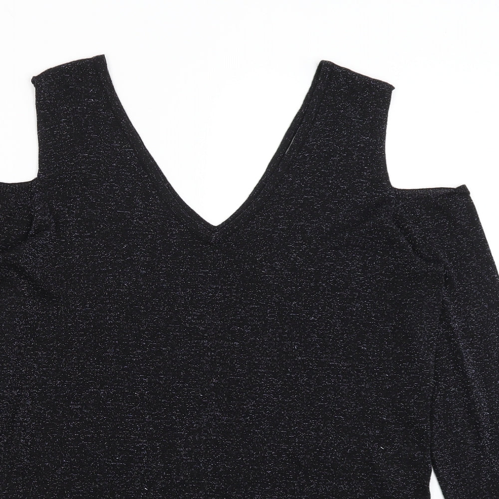 Peacocks Womens Black   Basic T-Shirt Size 14