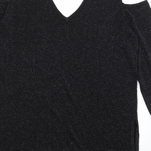 Peacocks Womens Black   Basic T-Shirt Size 14