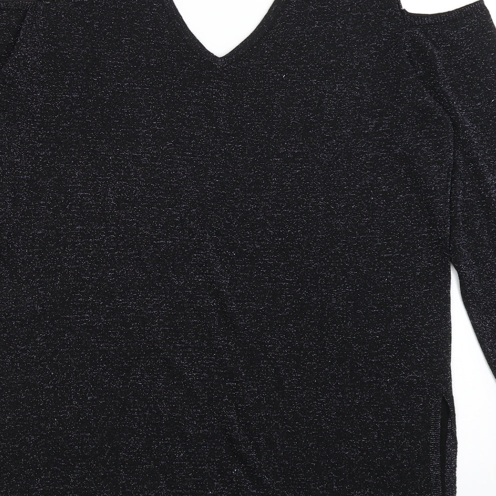 Peacocks Womens Black   Basic T-Shirt Size 14