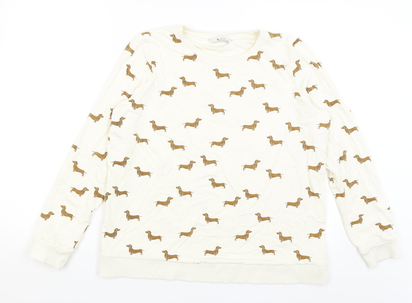 TU Womens Ivory   Pullover Jumper Size 14  - Daschunds