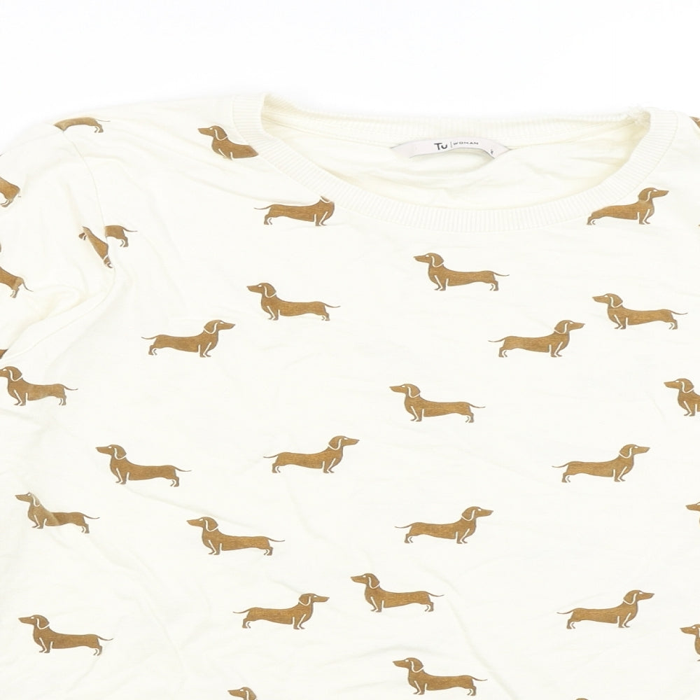 TU Womens Ivory   Pullover Jumper Size 14  - Daschunds