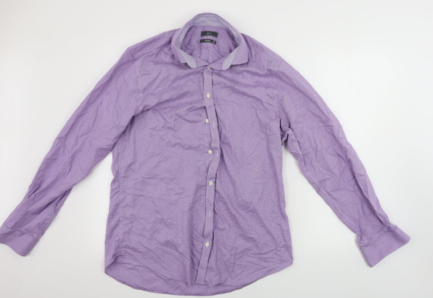 John Lewis  Mens Purple Check   Dress Shirt Size 16