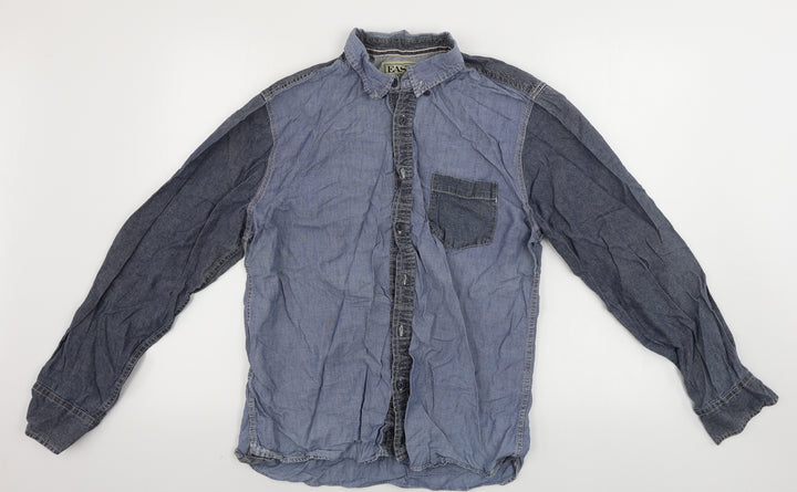 Easy Mens Blue Button-Up Size L