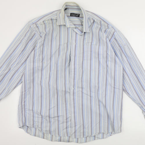 Southern Comfort  Mens Grey Striped   Button-Up Size 15.5