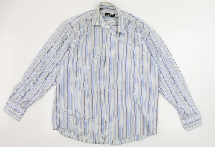 Southern Comfort Mens Grey Striped Button-Up Size 15.5