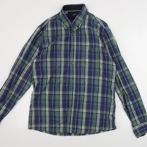 Easy  Mens Green Check   Button-Up Size M