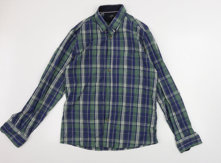 Easy Mens Green Check Button-Up Size M