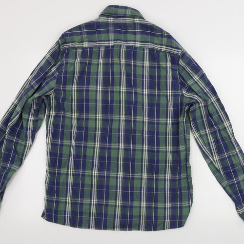 Easy  Mens Green Check   Button-Up Size M