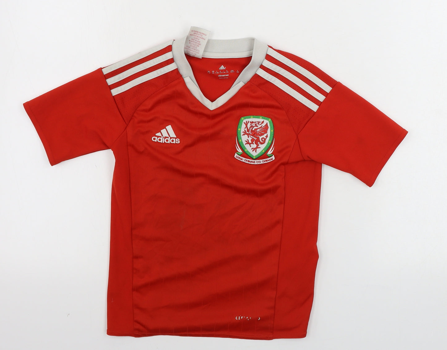 adidas Boys Red   Basic T-Shirt Size 7-8 Years  - WALES