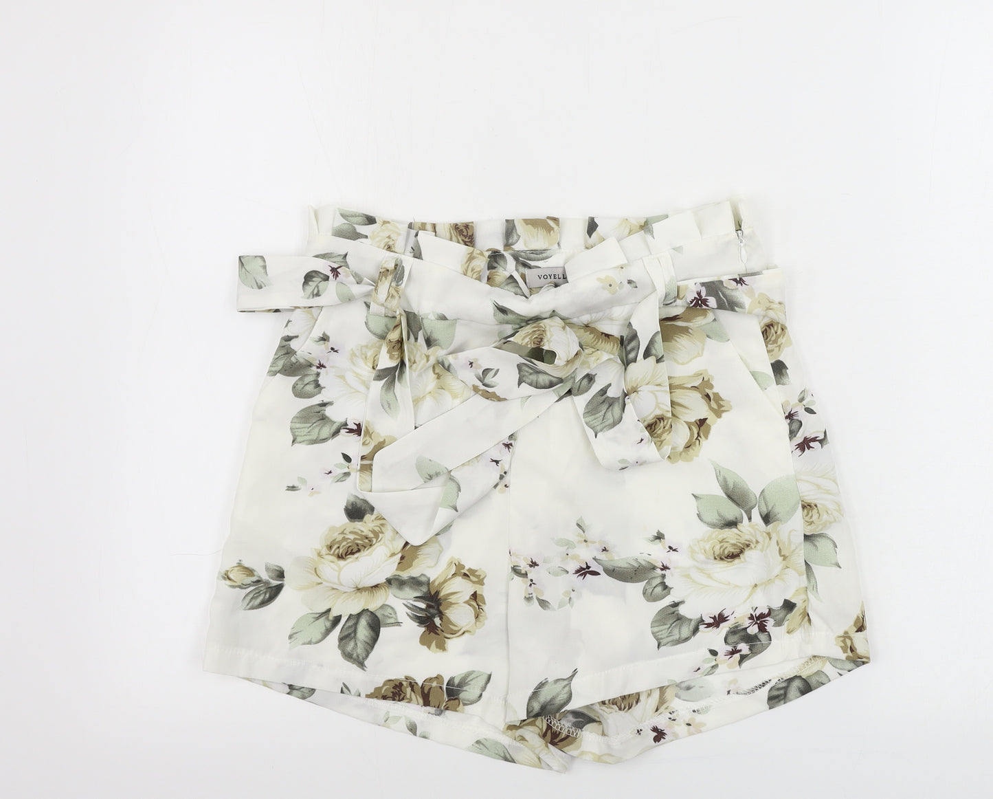 Voyelles  Womens White Floral  Sweat Shorts Size M