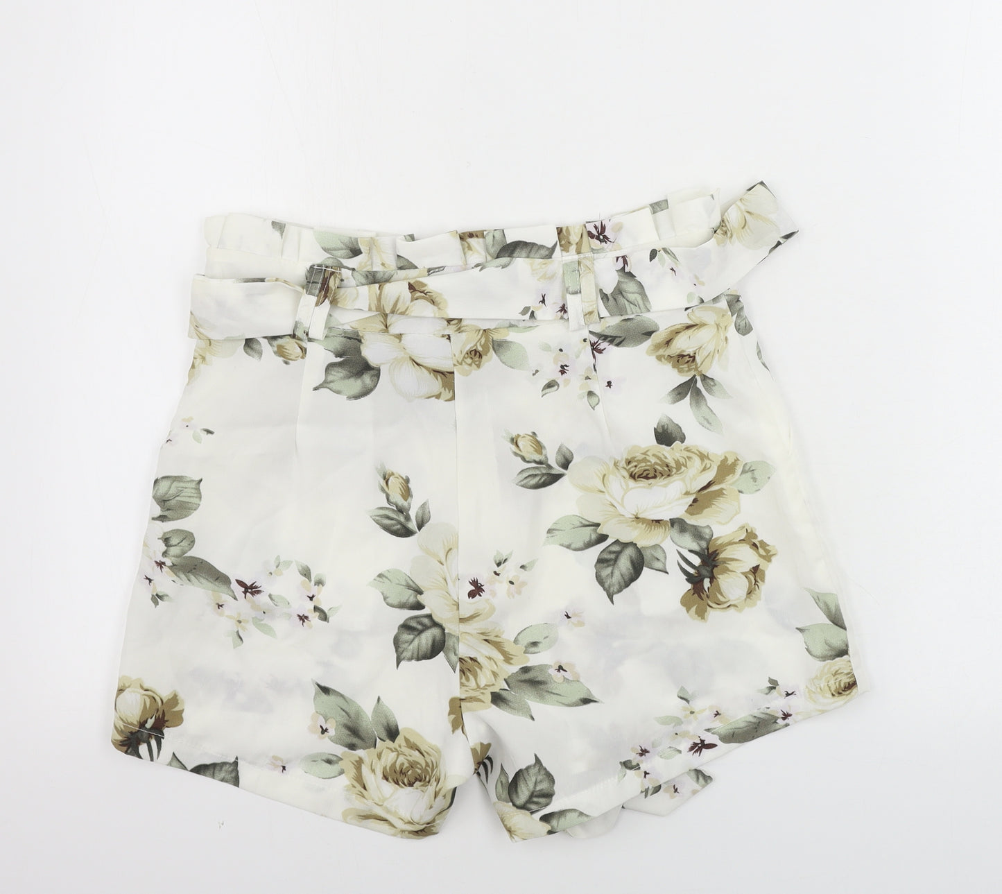 Voyelles  Womens White Floral  Sweat Shorts Size M