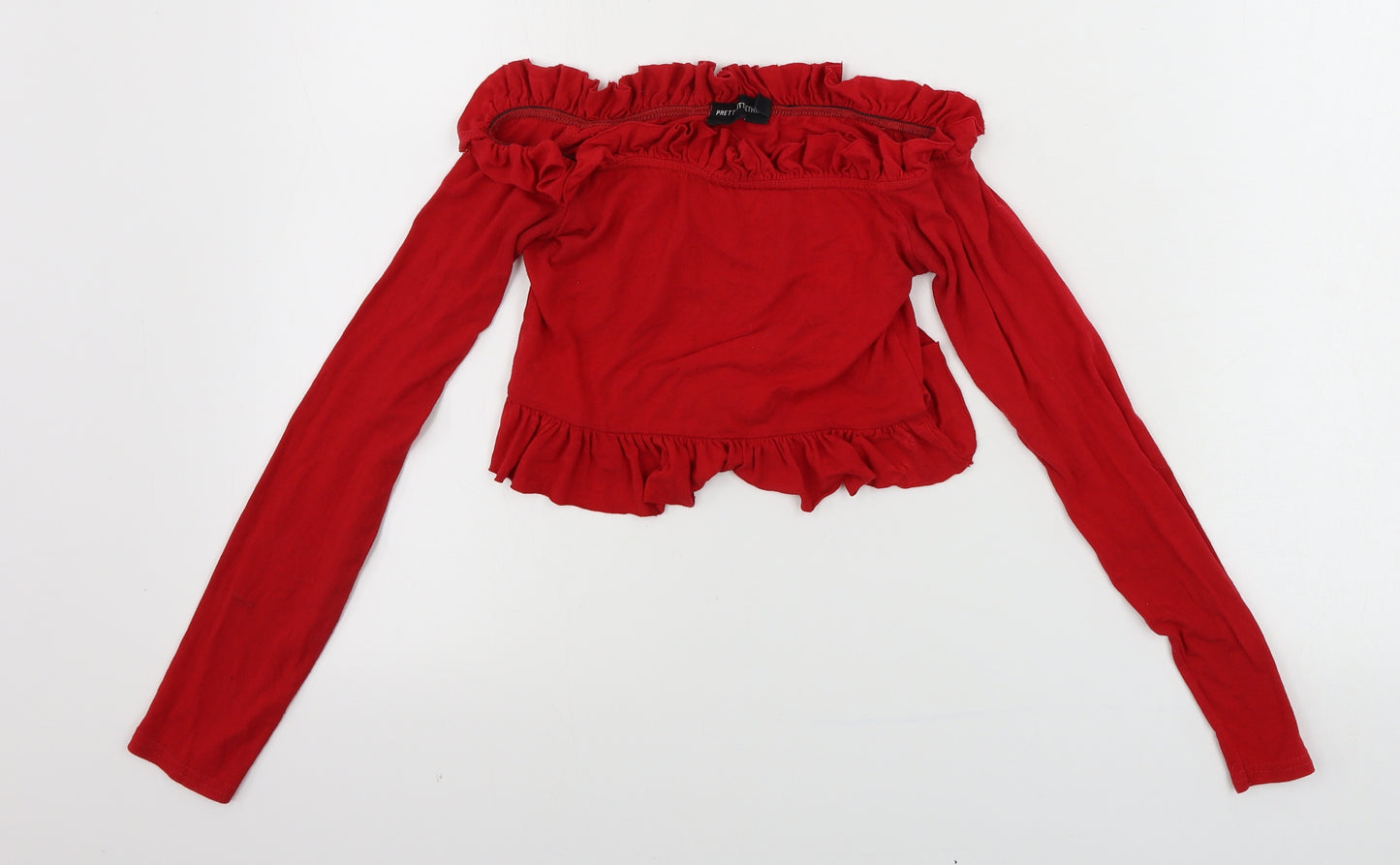 PRETTYLITTLETHING Womens Red   Cropped T-Shirt Size 4