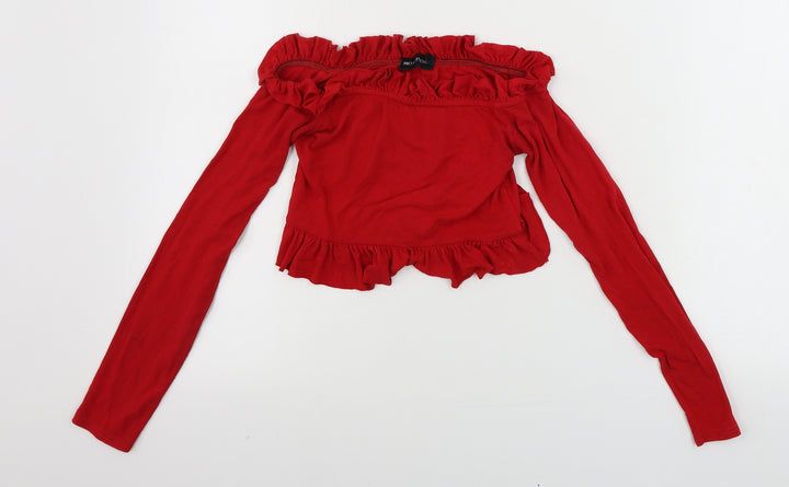 PRETTYLITTLETHING Womens Red   Cropped T-Shirt Size 4