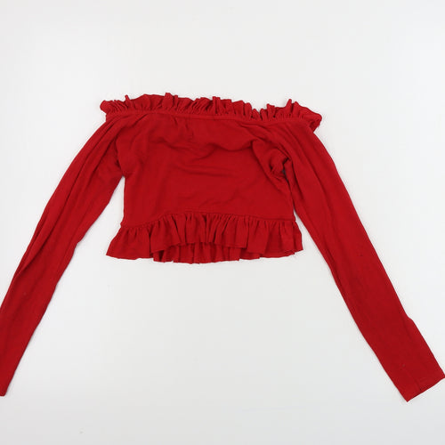PRETTYLITTLETHING Womens Red   Cropped T-Shirt Size 4
