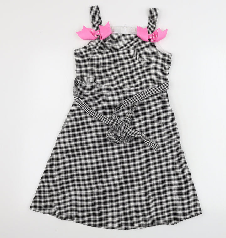 Jessica Ann Girls White Check  A-Line  Size 10 Years