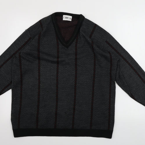 CIRCA Mens Grey Striped  Pullover Jumper Size L