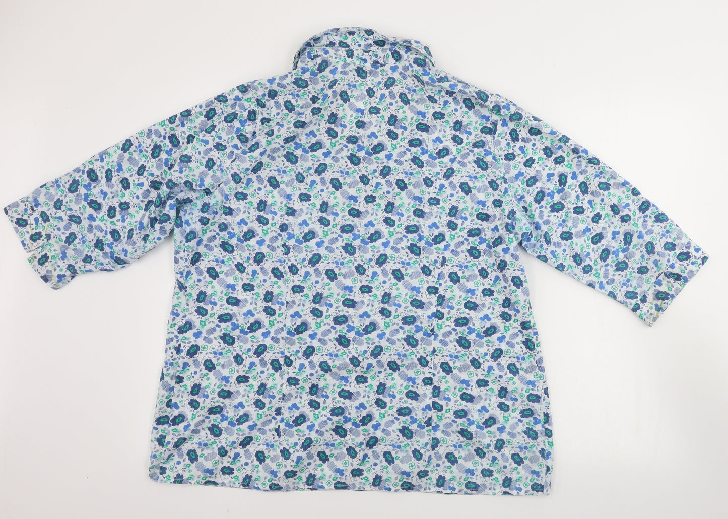 EWM  Womens Blue Floral  Basic Button-Up Size 16