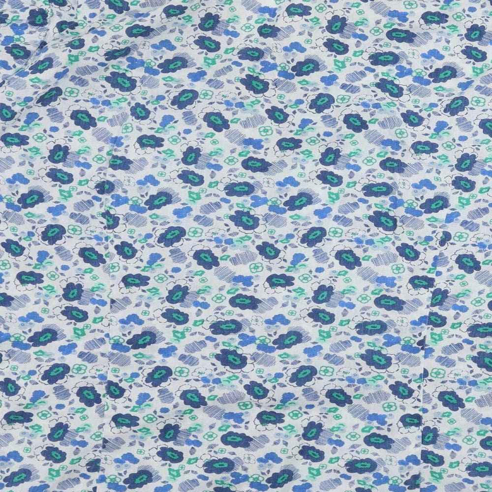 EWM  Womens Blue Floral  Basic Button-Up Size 16