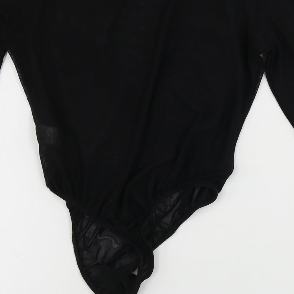 Missguided  Womens Black Floral  Bodysuit One-Piece Size 10