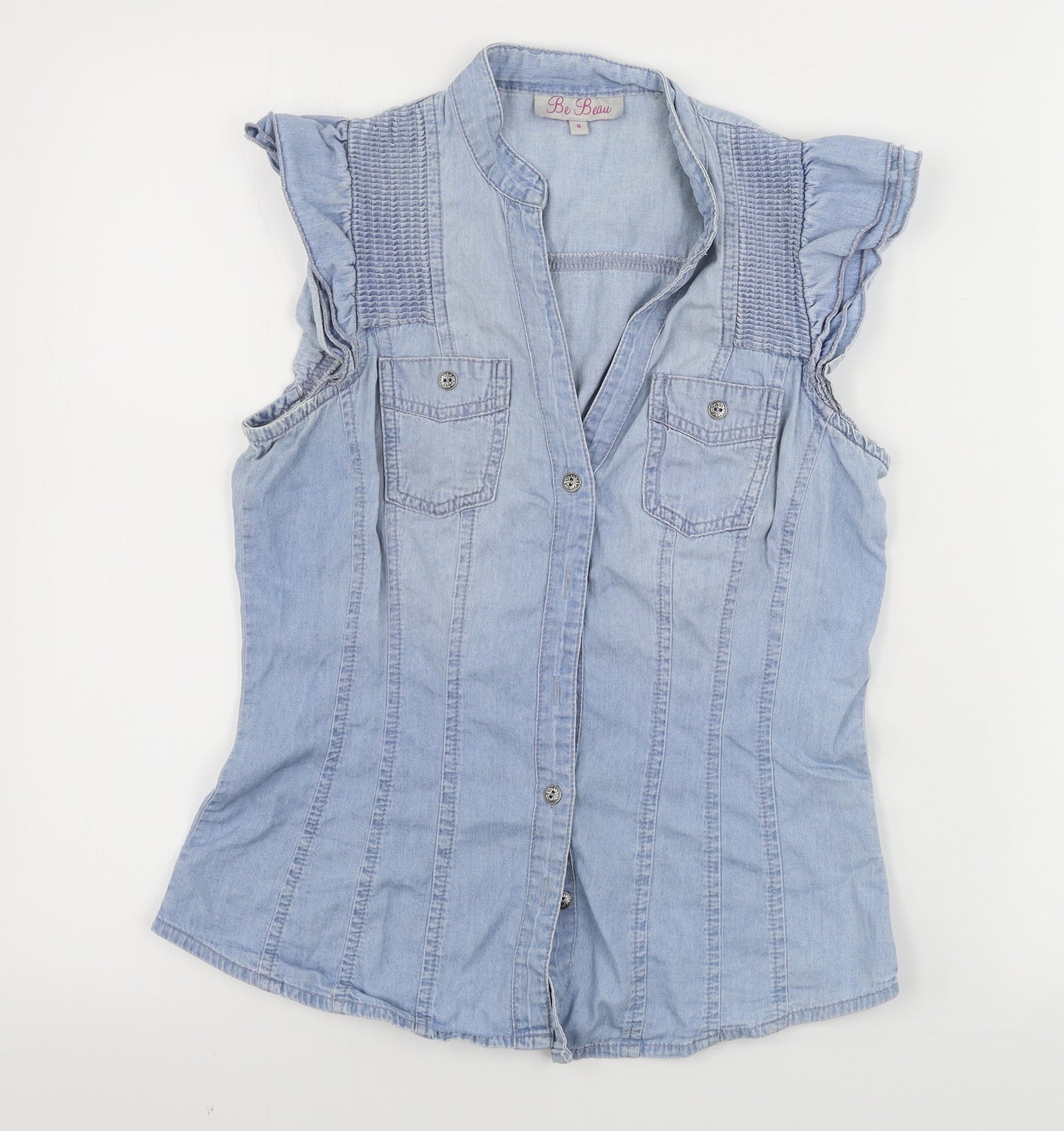 be beau Womens Blue   Basic Button-Up Size 8