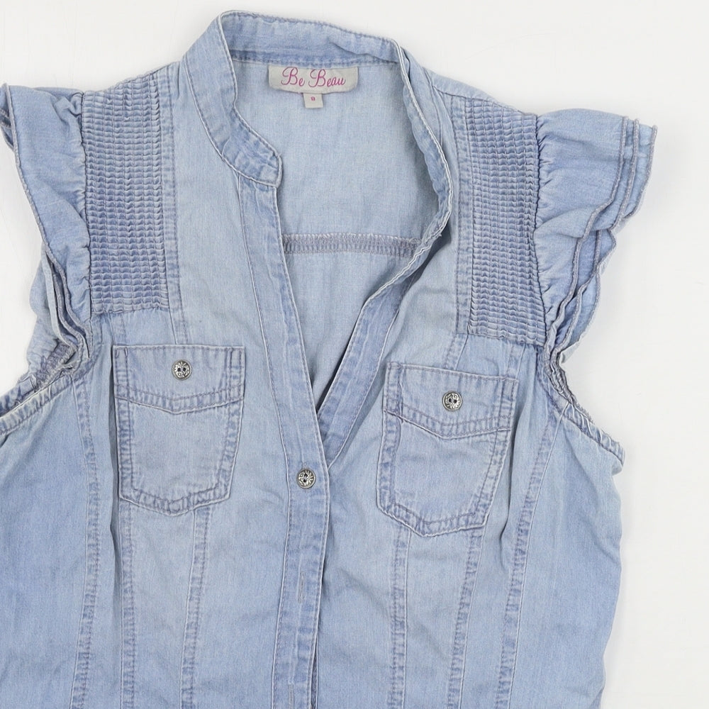 be beau Womens Blue   Basic Button-Up Size 8