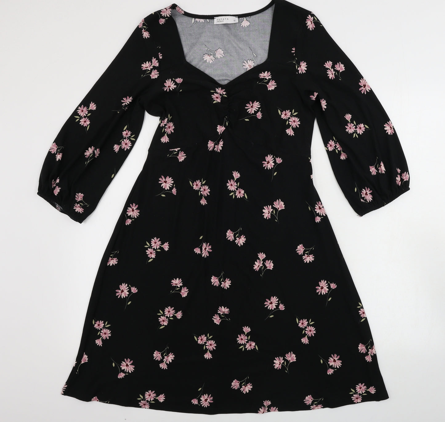 Matalan  Womens Black Floral  A-Line  Size 10