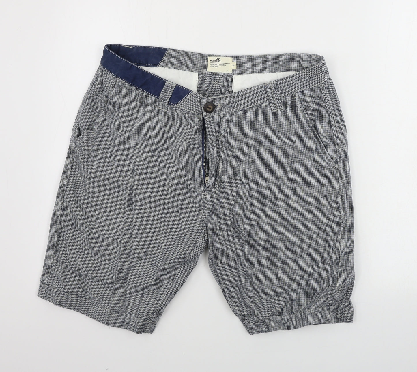 Boxfresh Mens Blue Check  Chino Shorts Size 34 in