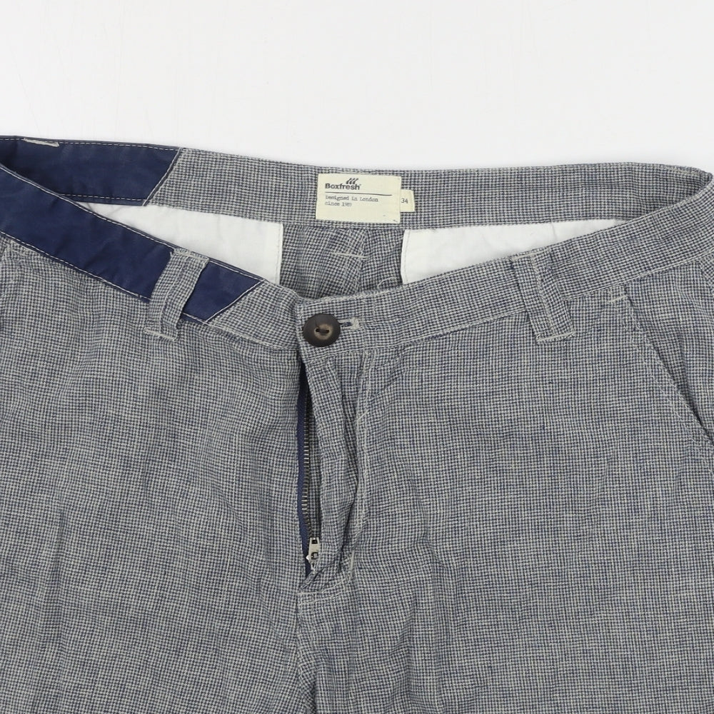 Boxfresh Mens Blue Check  Chino Shorts Size 34 in