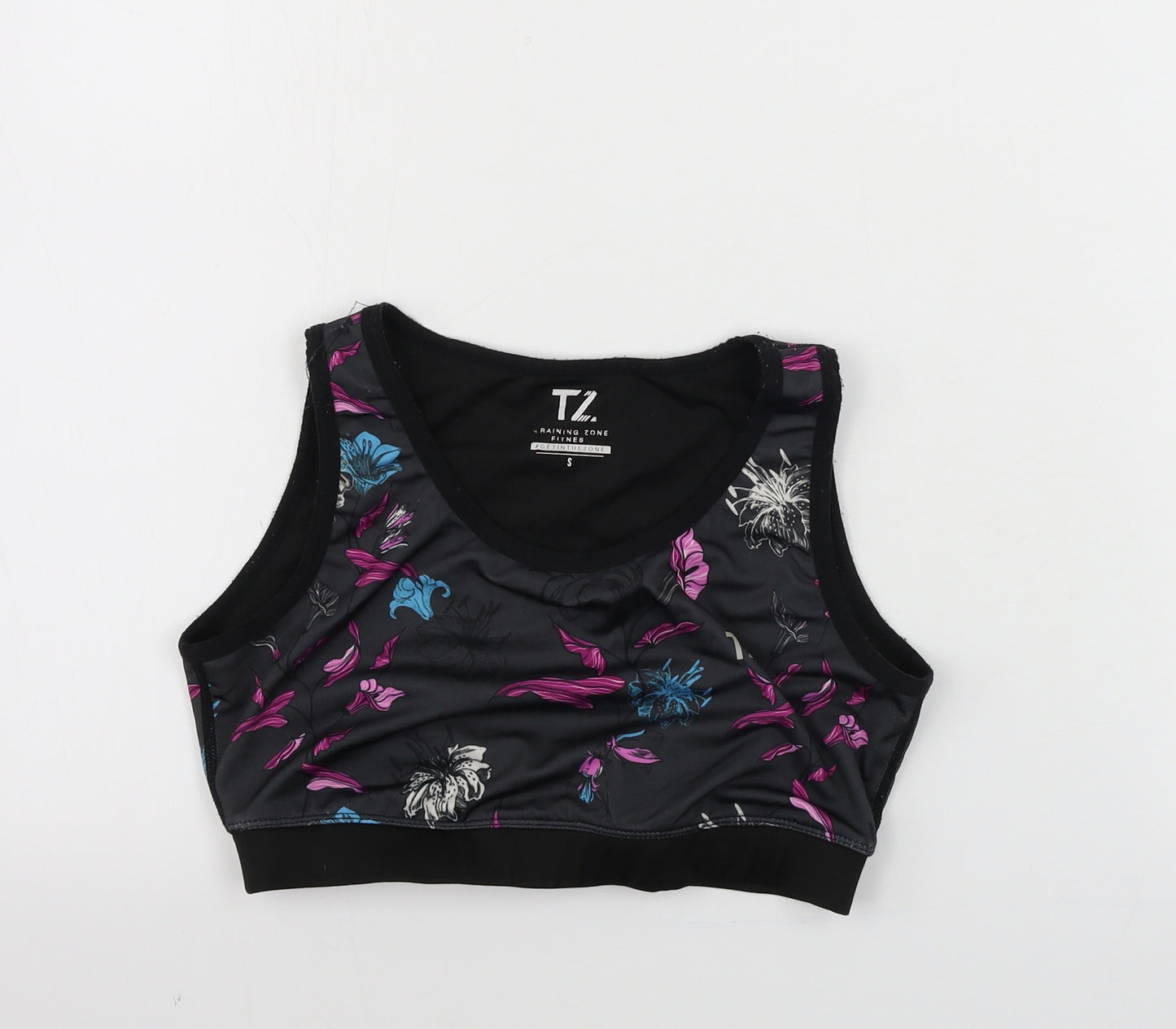 TZ Womens Black Floral  Basic Tank Size S