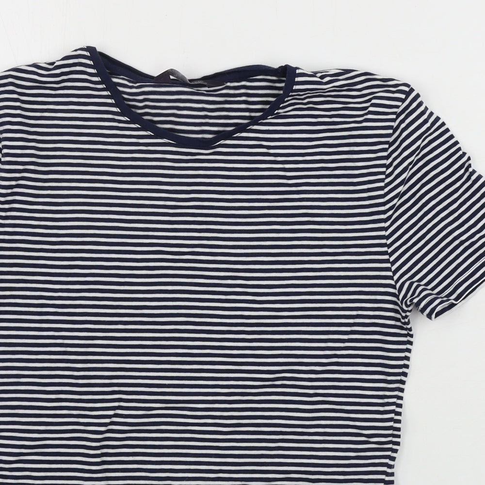 Marks and Spencer  Womens Blue Striped  Basic T-Shirt Size 8