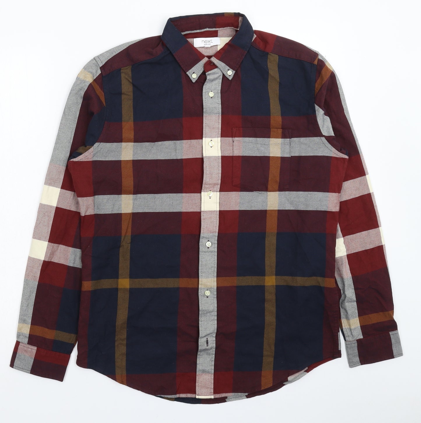 NEXT Mens Multicoloured Check   Button-Up Size M