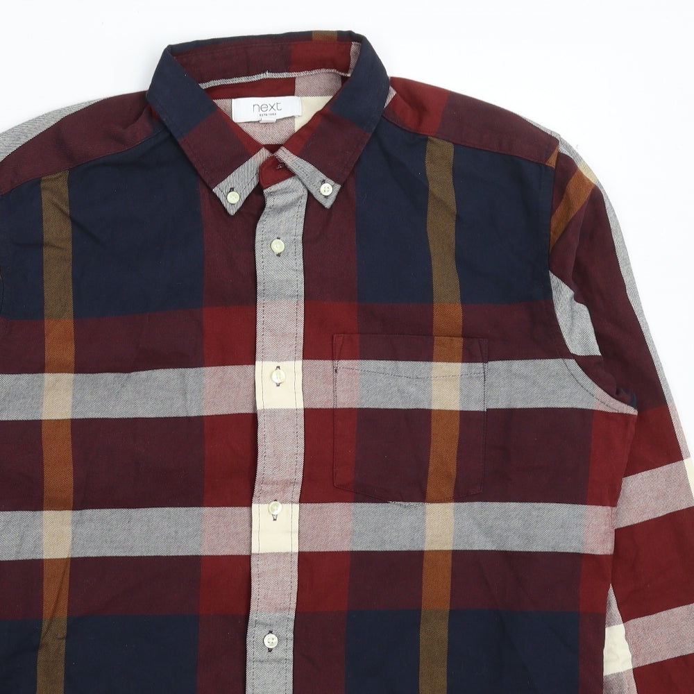 NEXT Mens Multicoloured Check   Button-Up Size M