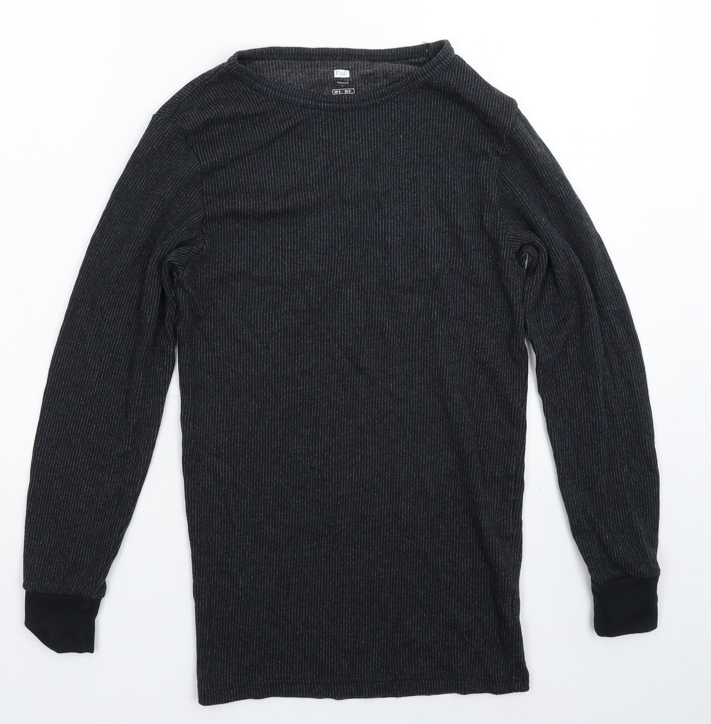 F&F Mens Grey Striped  Pullover Casual Size S