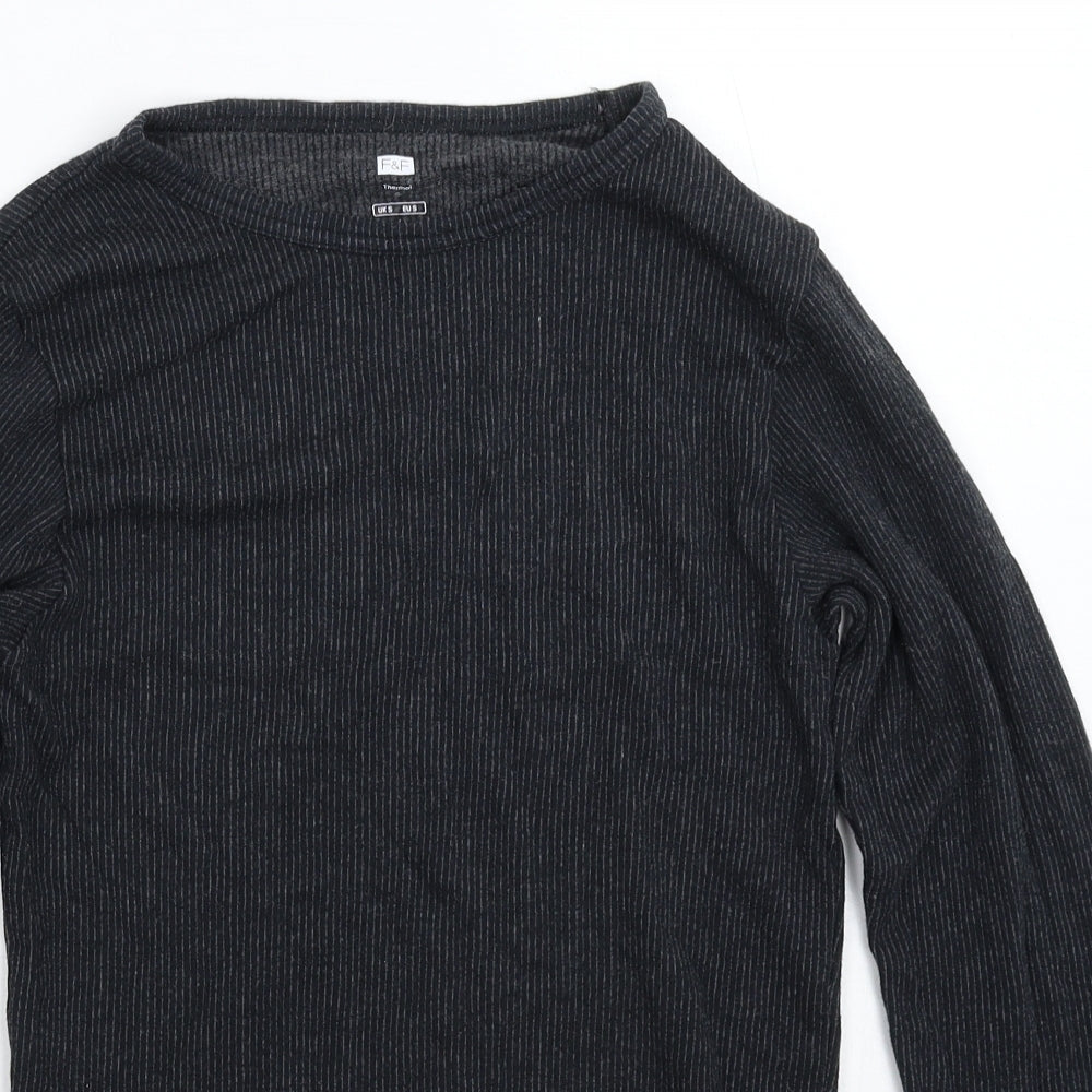 F&F Mens Grey Striped  Pullover Casual Size S